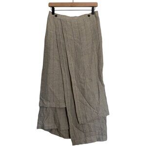 NWT Womens Shirin Guild Lagenlook Asymmetrical Layered Linen Maxi Skirt Plaid L
